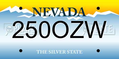 250OZW Nevada License Plate