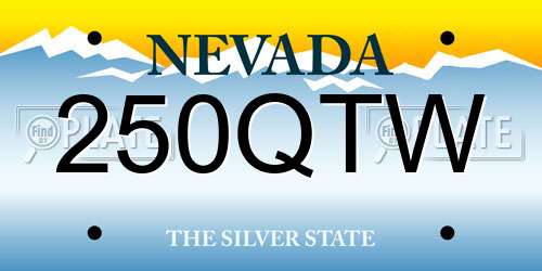 250QTW Nevada License Plate