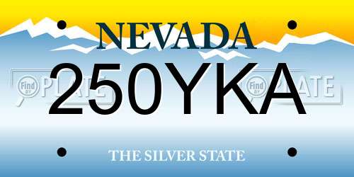 250YKA Nevada License Plate