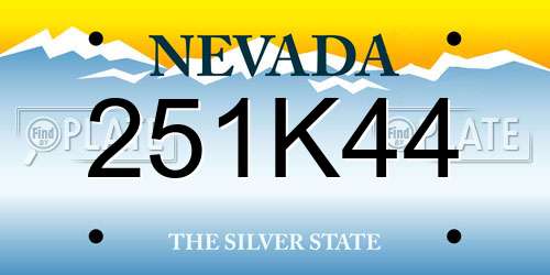251K44 Nevada License Plate
