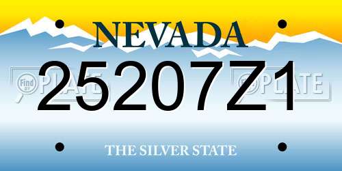 25207Z1 Nevada License Plate