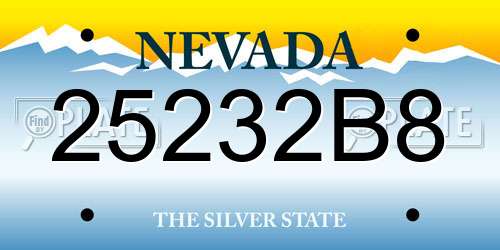 25232B8 Nevada License Plate