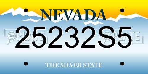 25232S5 Nevada License Plate
