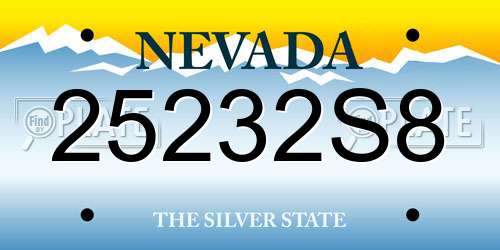 25232S8 Nevada License Plate