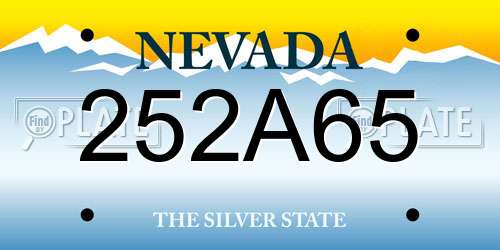 252A65 Nevada License Plate