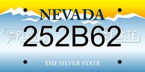 252B62 Nevada License Plate