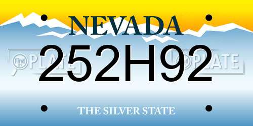 252H92 Nevada License Plate