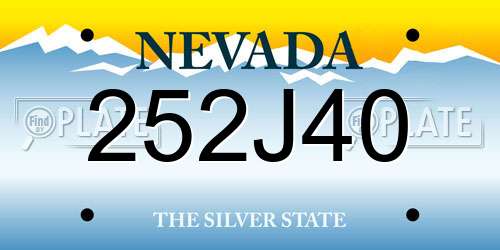 252J40 Nevada License Plate