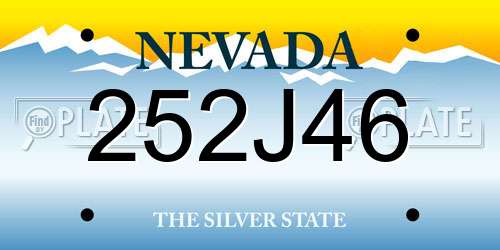 252J46 Nevada License Plate