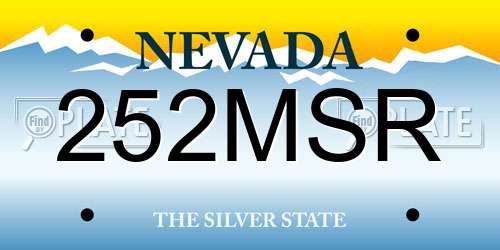 252MSR Nevada License Plate
