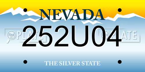 252U04 Nevada License Plate