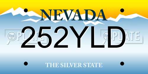 252YLD Nevada License Plate