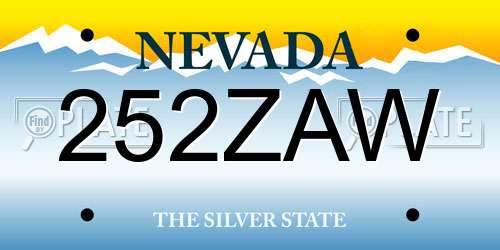 252ZAW Nevada License Plate