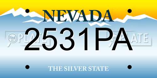 2531PA Nevada License Plate