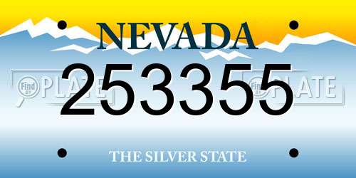 253355 Nevada License Plate