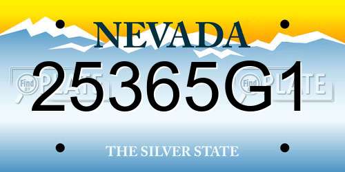 25365G1 Nevada License Plate