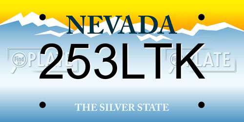 253LTK Nevada License Plate