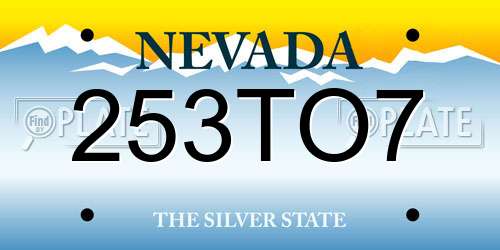 253TO7 Nevada License Plate