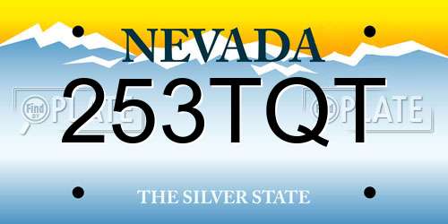 253TQT Nevada License Plate