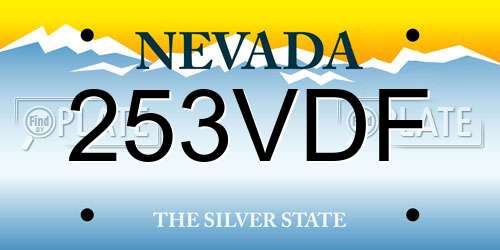 253VDF Nevada License Plate
