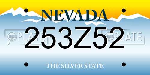253Z52 Nevada License Plate