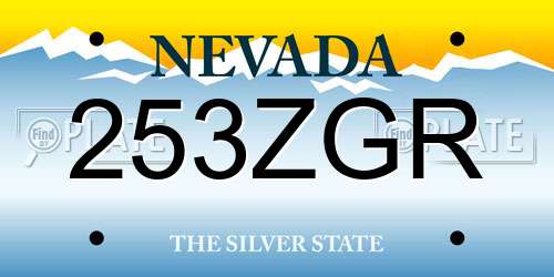 253ZGR Nevada License Plate
