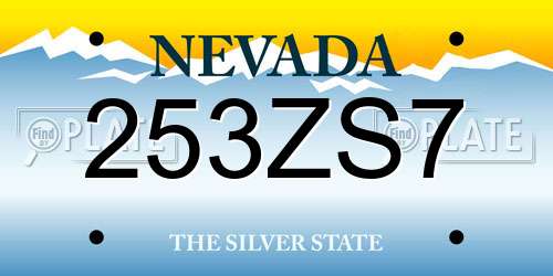 253ZS7 Nevada License Plate