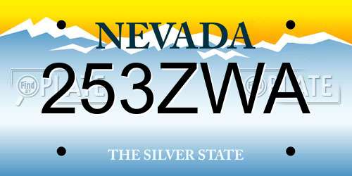 253ZWA Nevada License Plate