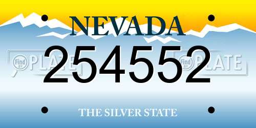 254552 Nevada License Plate