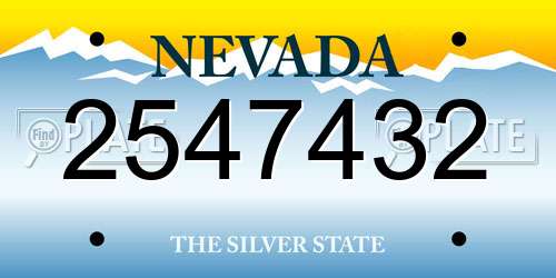 2547432 Nevada License Plate