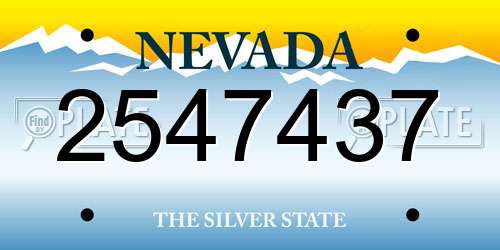 2547437 Nevada License Plate