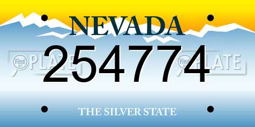 254774 Nevada License Plate