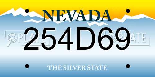 254D69 Nevada License Plate