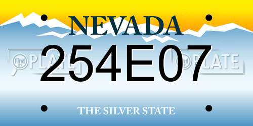 254E07 Nevada License Plate