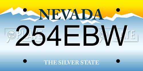 254EBW Nevada License Plate