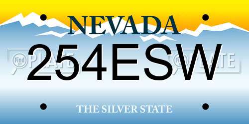 254ESW Nevada License Plate