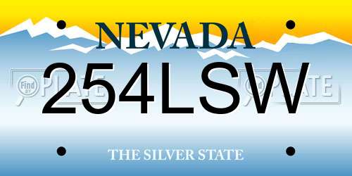 254LSW Nevada License Plate