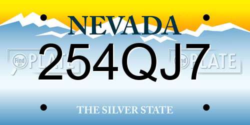 254QJ7 Nevada License Plate