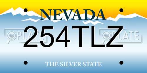 254TLZ Nevada License Plate
