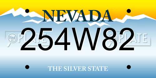 254W82 Nevada License Plate
