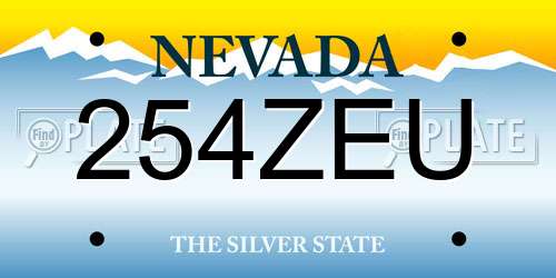 254ZEU Nevada License Plate