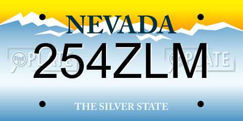 254ZLM Nevada License Plate