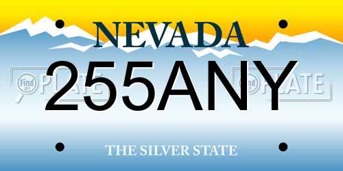 255ANY Nevada License Plate