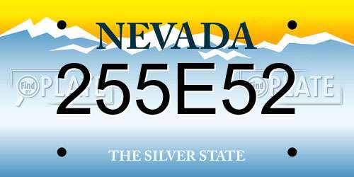 255E52 Nevada License Plate