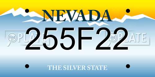 255F22 Nevada License Plate