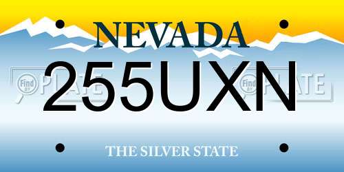 255UXN Nevada License Plate