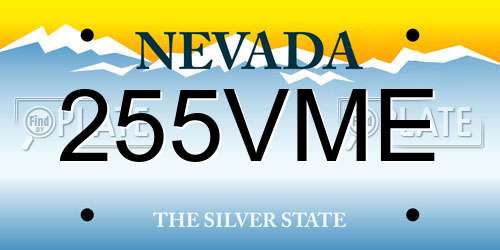 255VME Nevada License Plate