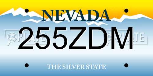 255ZDM Nevada License Plate
