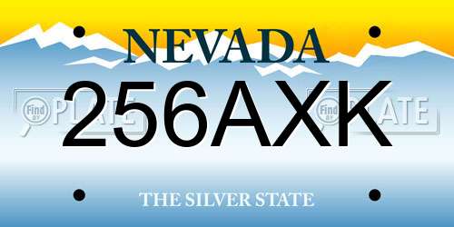256AXK Nevada License Plate