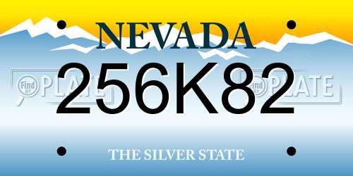 256K82 Nevada License Plate